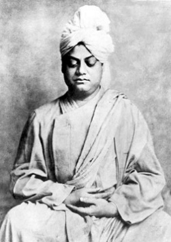 Black and white portrait of Swami Vivekananda